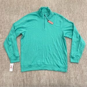 Mens Size Large Vineyard Vines Pima Cotton Jersey 1/4 Zip Jacket Antigua Green